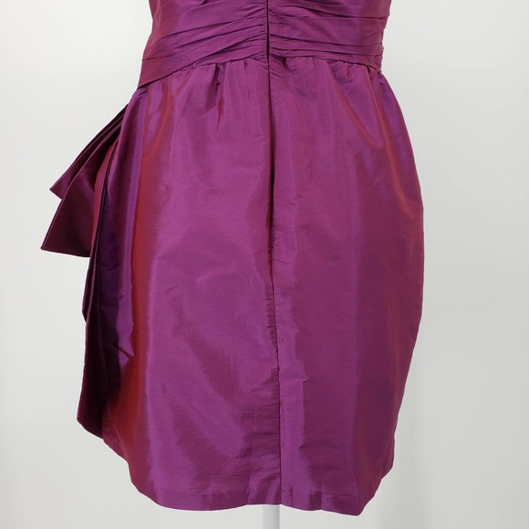 Y2K Alexia Admor Taffeta Mini Dress S Iridescent Fitted Sheath Bow Sash Purple - Picture 10 of 12